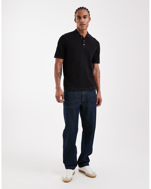 Only & Sons Opengebreide Polo in het Black voor heren