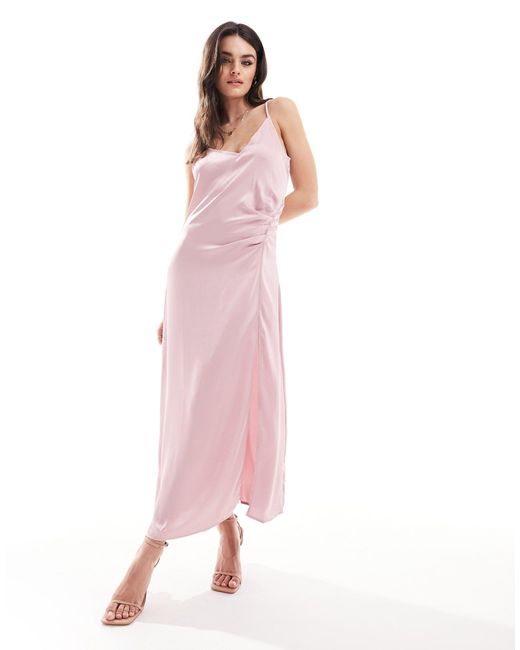 Vila Pink – bridesmaid – maxikleid aus satin
