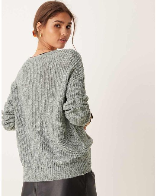 Jdy Gray Slouchy Longline Jumper With Side Split Light