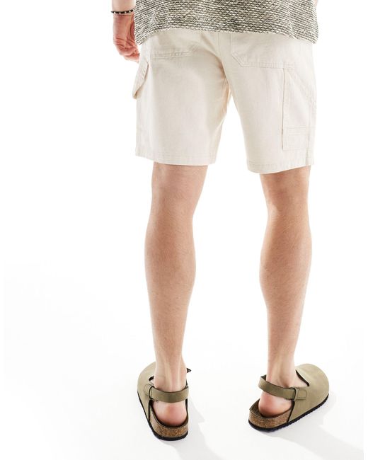 ADPT White Loose Fit Carpenter Shorts for men
