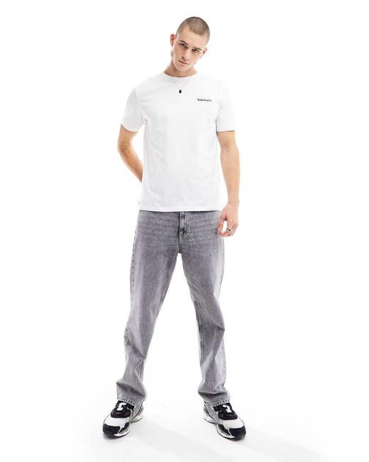 Timberland White Small Script Logo T-shirt for men