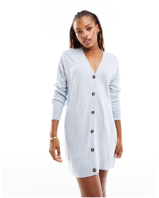 ONLY Blue Button Down Longline Cardigan Dress