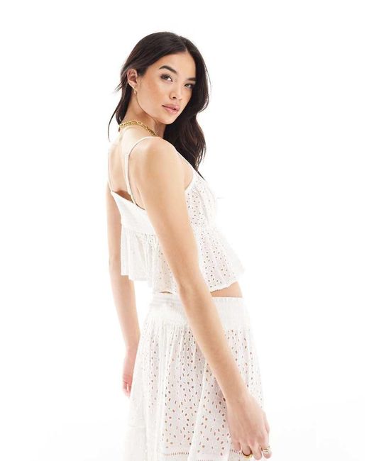 Iisla & Bird White Broderie Strappy Beach Top