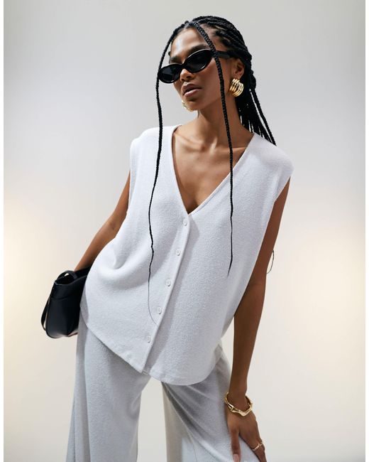 ASOS White – strukturierte oversize-strickweste