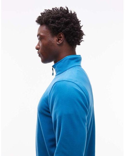 The North Face Blue Glacier 1/4 Zip Logo Fleece for men