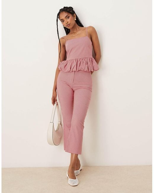 Mango Pink Gingham Ruched Hem Cami Co-ord