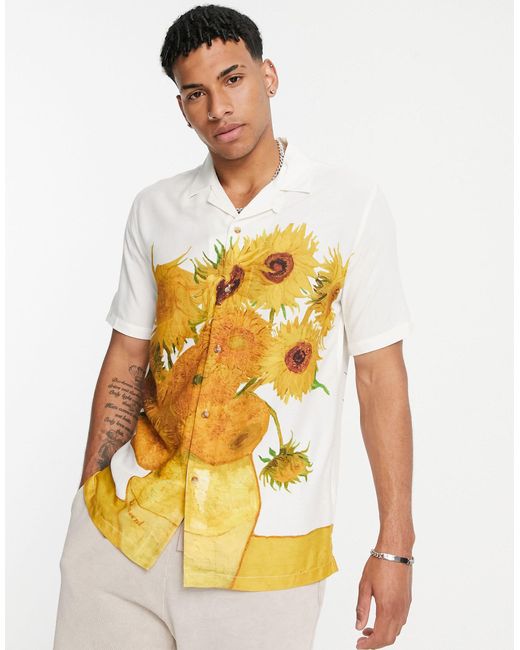 Topman Multicolor Vincent Van Gogh Sunflower Shirt Print for men