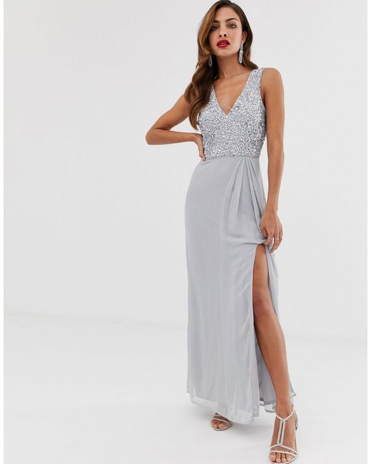 little mistress v neck maxi dress