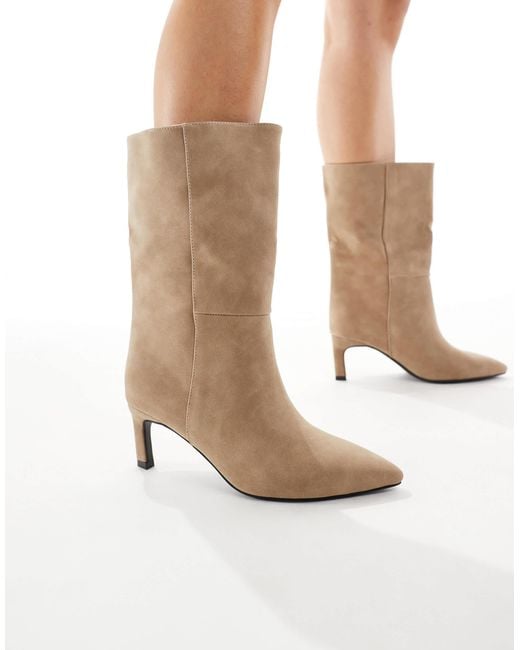 SEQWL Wide Fit Natural Benz Kitten Heel Ankle Boots