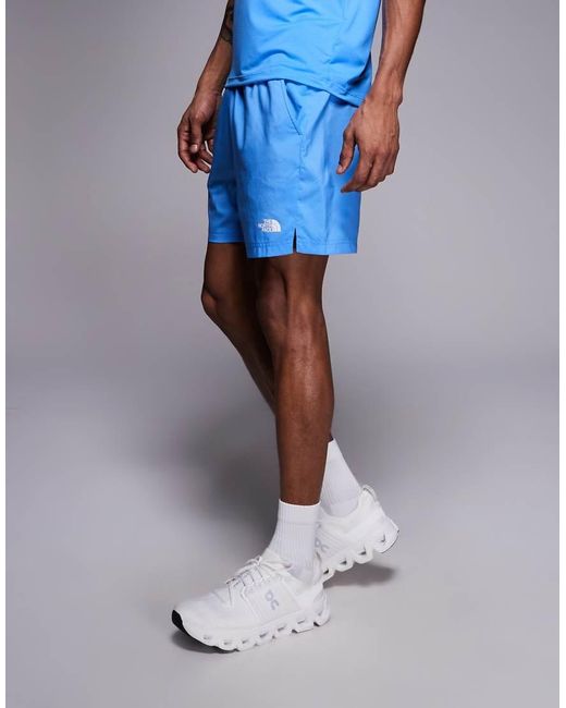 The North Face Blue 24/7 Logo 5" Shorts for men