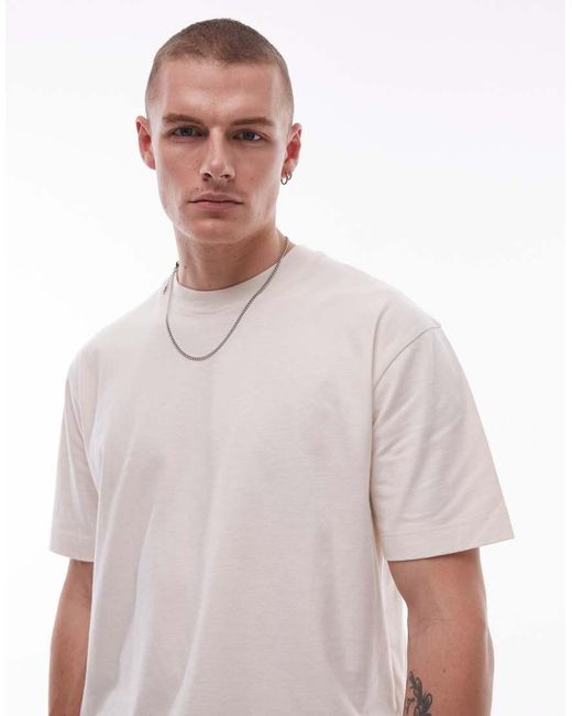 T-Shirt Squadrata Écru di Topman in White da Uomo