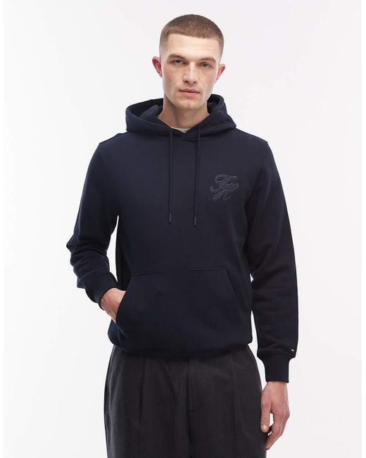 Tommy Hilfiger Blue Script Monogram Hoodie for men