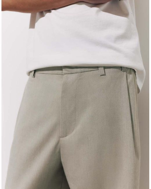 Pull&Bear Natural Darted Tailored Trousers for men