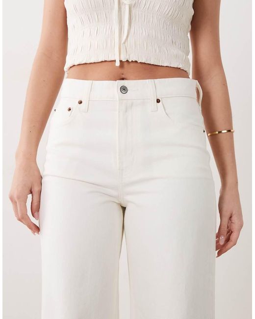 Abercrombie & Fitch Pink High Rise Wide Leg Jean With Frayed Hem