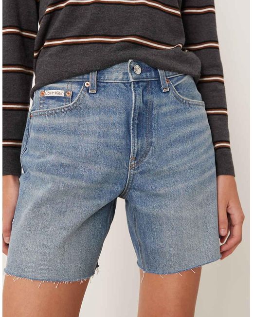 Calvin Klein Blue 90S Denim Mid Length Short