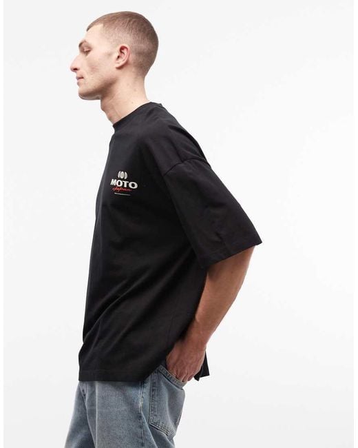 ASOS Black Oversize T-shirt With Motor Back Print for men