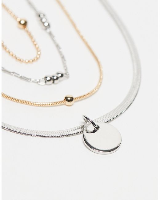 TOPSHOP White Nixon Pack Of 4 Mixed Necklaces