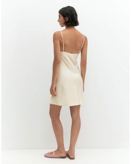 Pull&Bear Natural Satin Mini Dress With Straps
