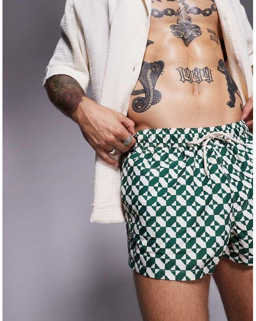 ASOS Green Super Short Length Swim Shorts for men