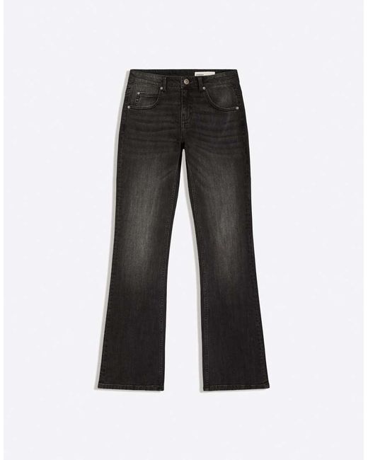 Bershka Black Low-rise Slim Fit Boot-cut Jeans