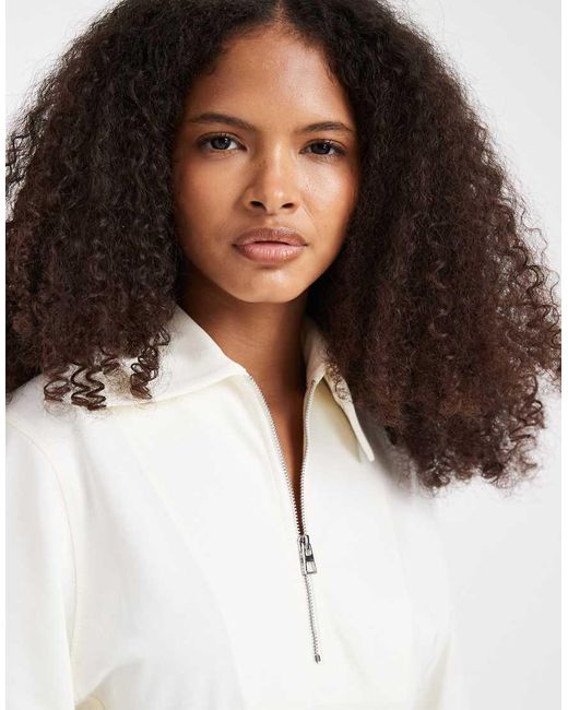 & Other Stories White Zip Up Polo Top