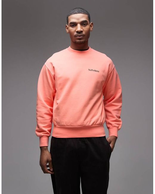 No Problemo Pink Mini Logo Sweat Top for men