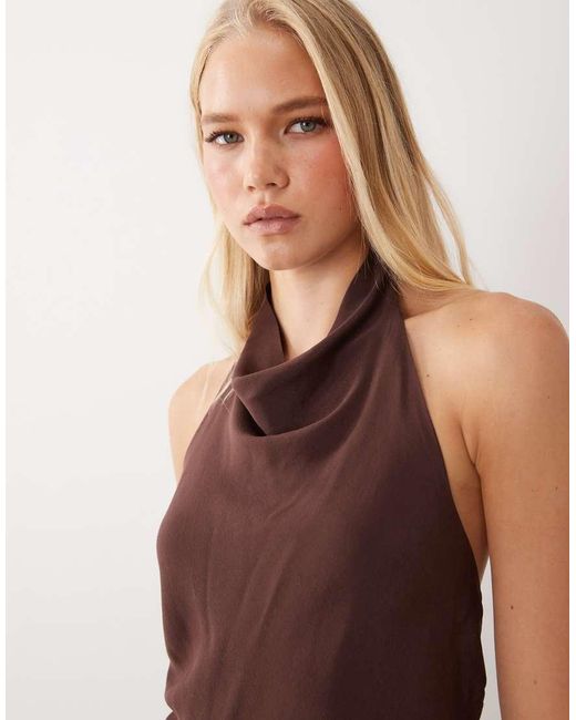 Mango Blue Cowl Neck Halter Top
