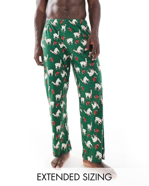 ASOS Christmas Llama Lounge Pants in Green for Men Lyst Canada