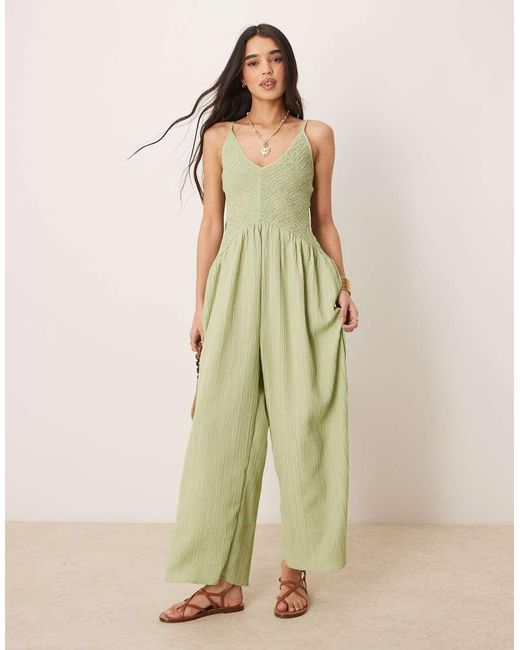 ASOS Jumpsuit Met V-Hals En Verlaagde Taille in het Green