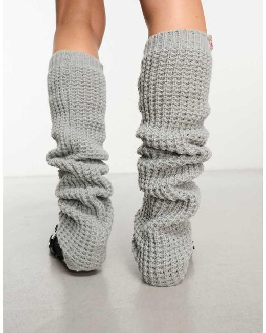 Damson Madder Gray Chunky Knitted Leg Warmers