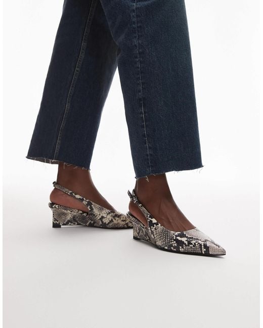 & Other Stories Blue Leather Slingback Wedge Pump Heel