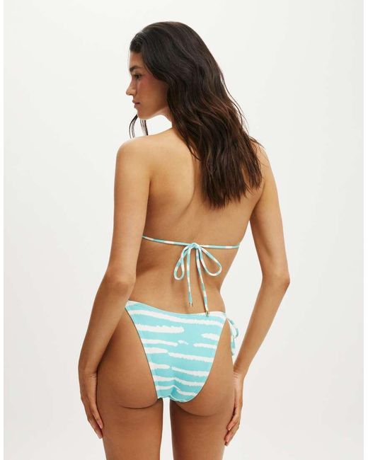 Cotton On Blue Fixed Tie Side Brazilian Bikini Bottom
