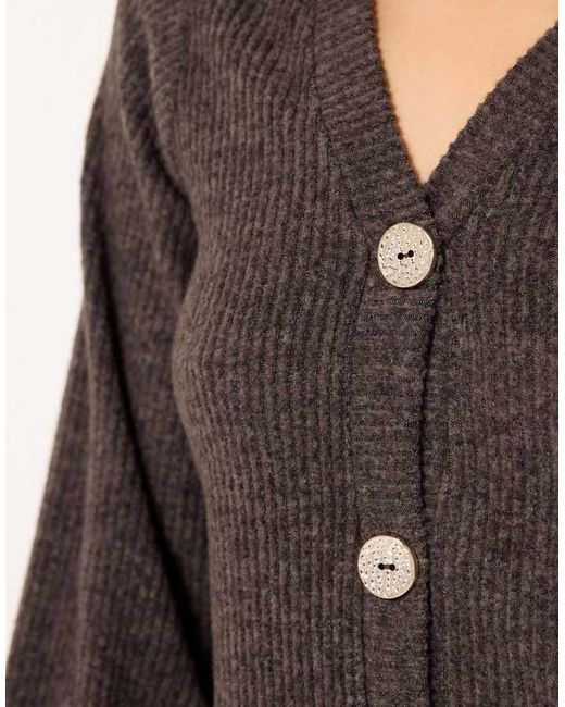 PixieGirl Brown Petite Ribbed Soft Touch Cardigan