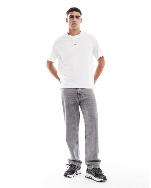 T-Shirt Oversize Bianca Con Stampa Sul Retro di Jack & Jones in White da Uomo