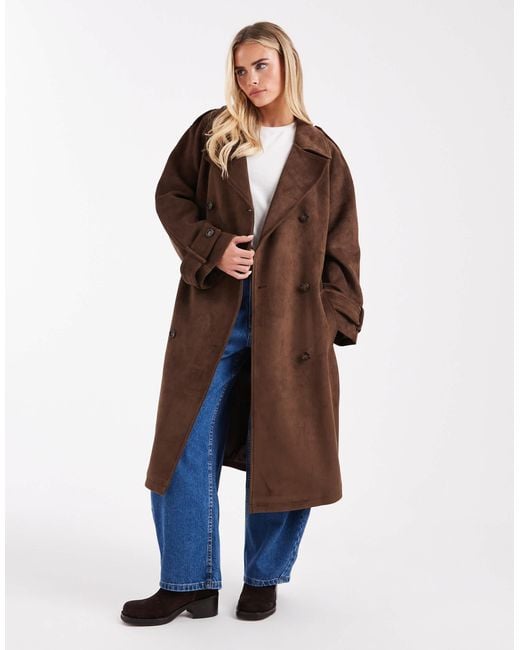 Miss Selfridge Blue Suedette Trench Coat