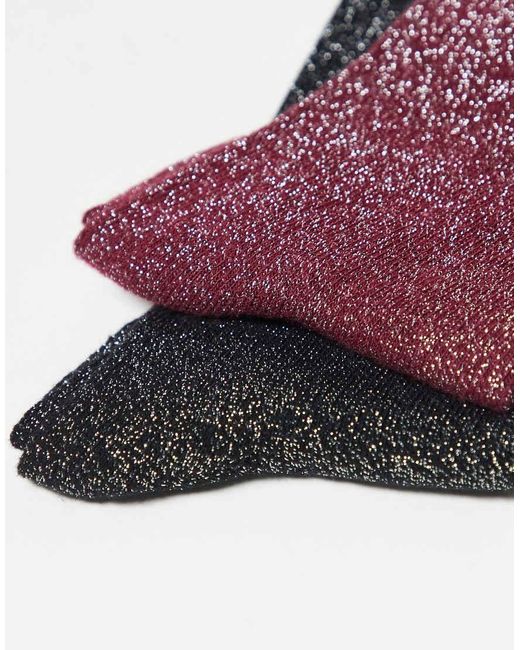 JJXX Brown 2 Pack Glitter Socks