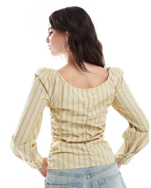 Glamorous Natural Gathered-Front Top