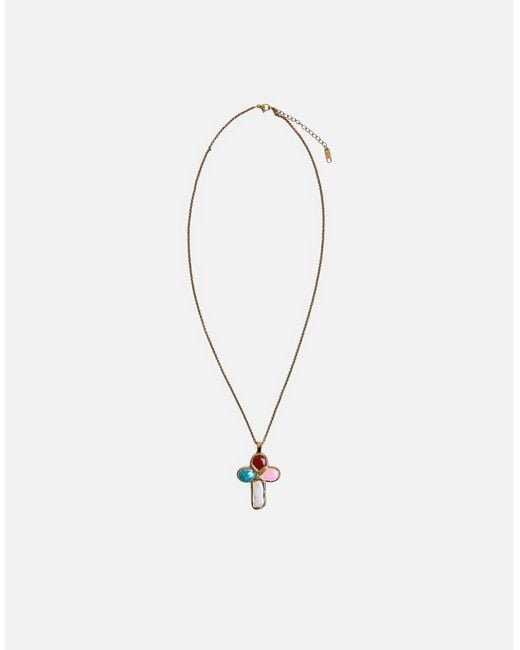 Public Desire White Multi Coloured Cross Detail Necklace