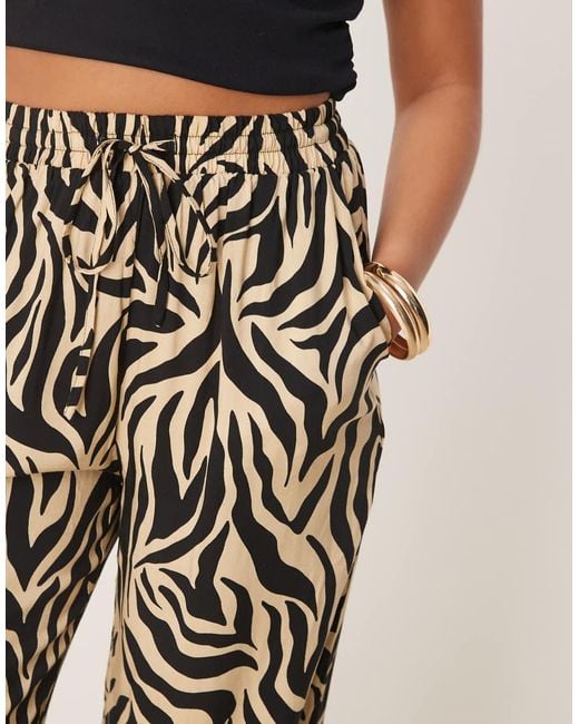 Vila White Zebra Print Wide Leg Trousers