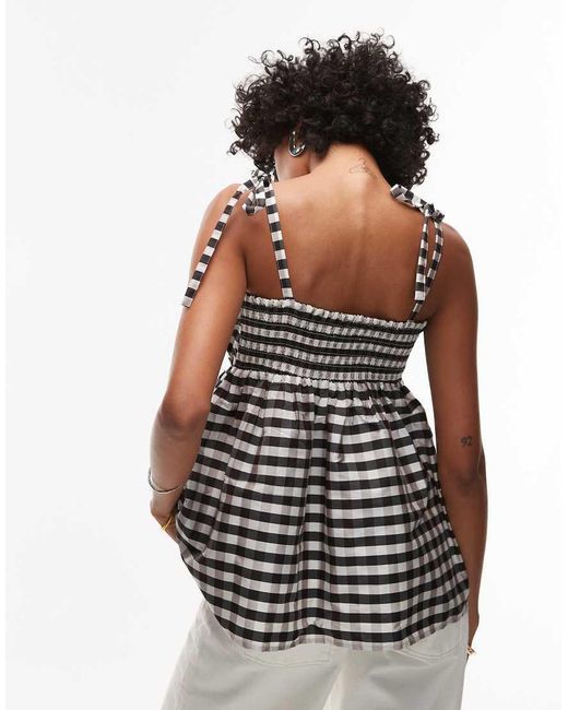 TOPSHOP White Taffeta Babydoll Top