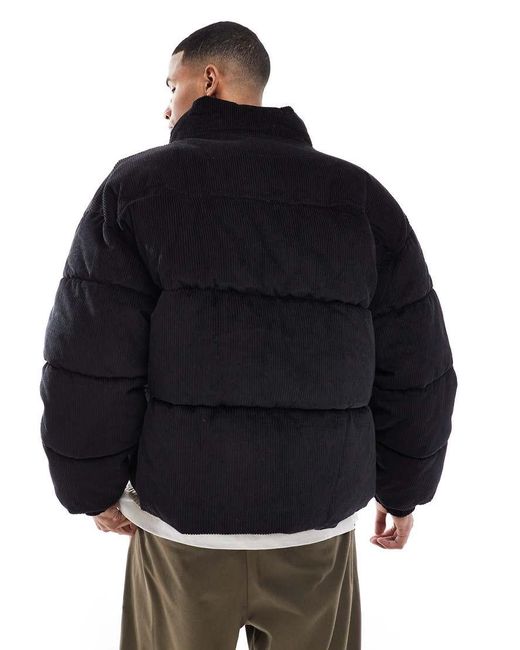 Bershka Black Cord Puffer Jacket for men