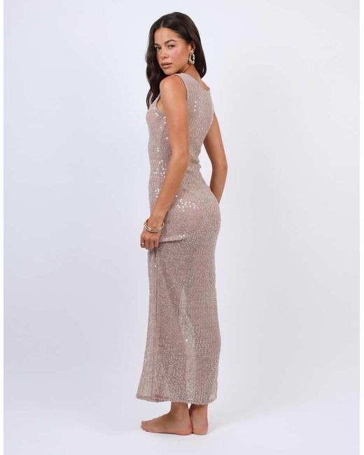 SIMMI White Sheer Sequin Beach Maxi Dress