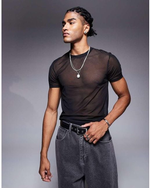 T-Shirt Attillata di ASOS in Gray da Uomo