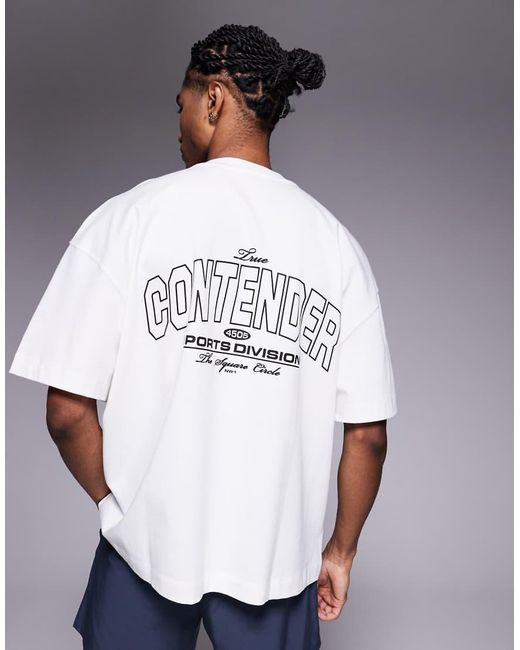 4505 White Oversized Heavyweight Back Print Cotton T-shirt With Quick Dry Finish for men