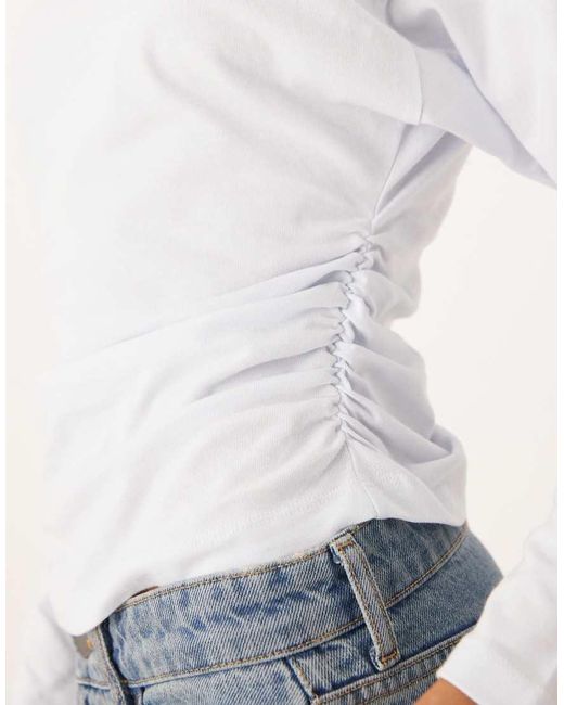 ASOS White Batwing Cinched Slash Neck Draped Top