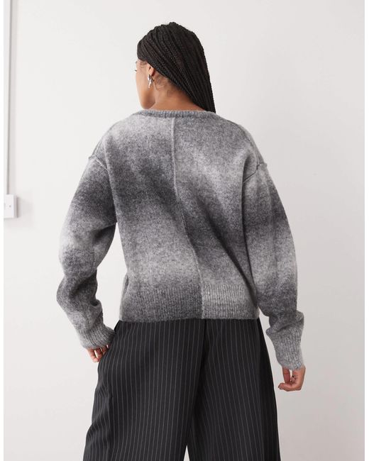 Weekday Gray Space Dye V-neck Sweater
