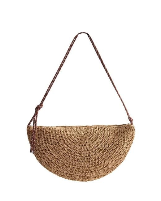 Oysho Natural Raffia-effect Bag