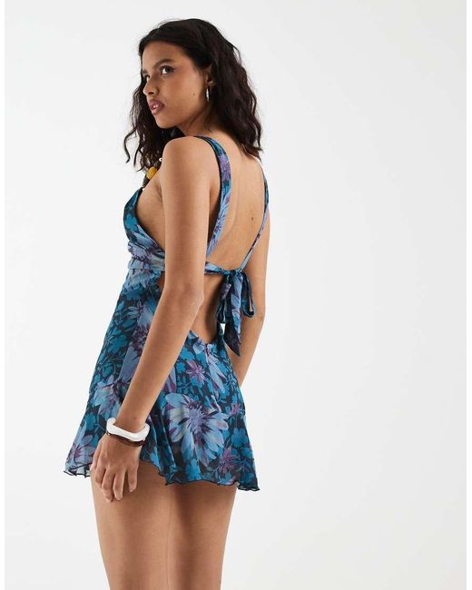 Free People Blue Heat Of The Moment Floral Mini Dress