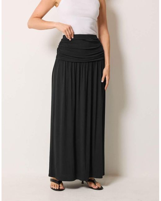 Long Tall Sally Black Ruched Waist Maxi Skirt