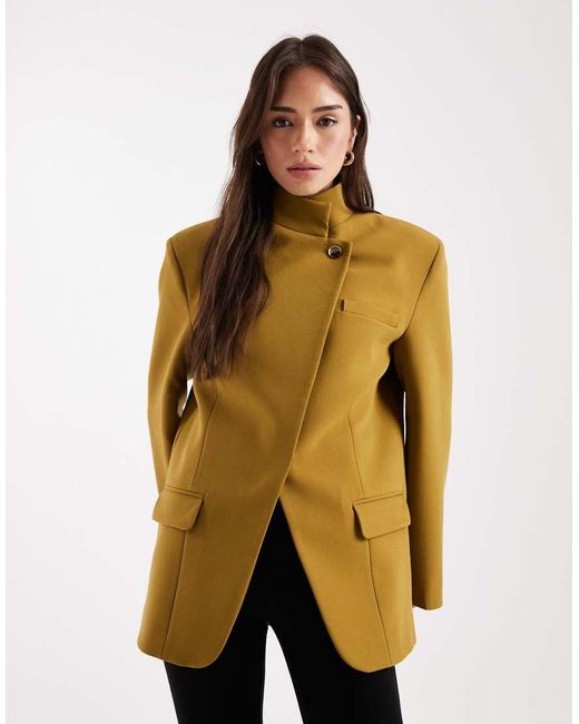 ASOS Natural Wrap Front Oversized Blazer